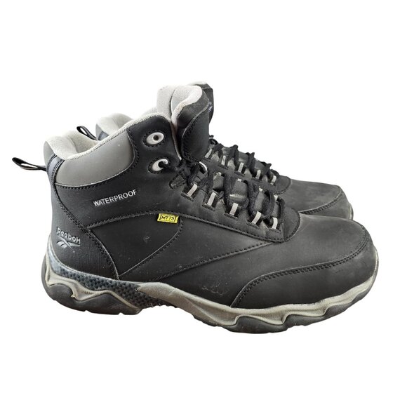 Reebok Mens Waterproof Leather Hiking Boots Size 11.5 Black - Picture 1 of 16